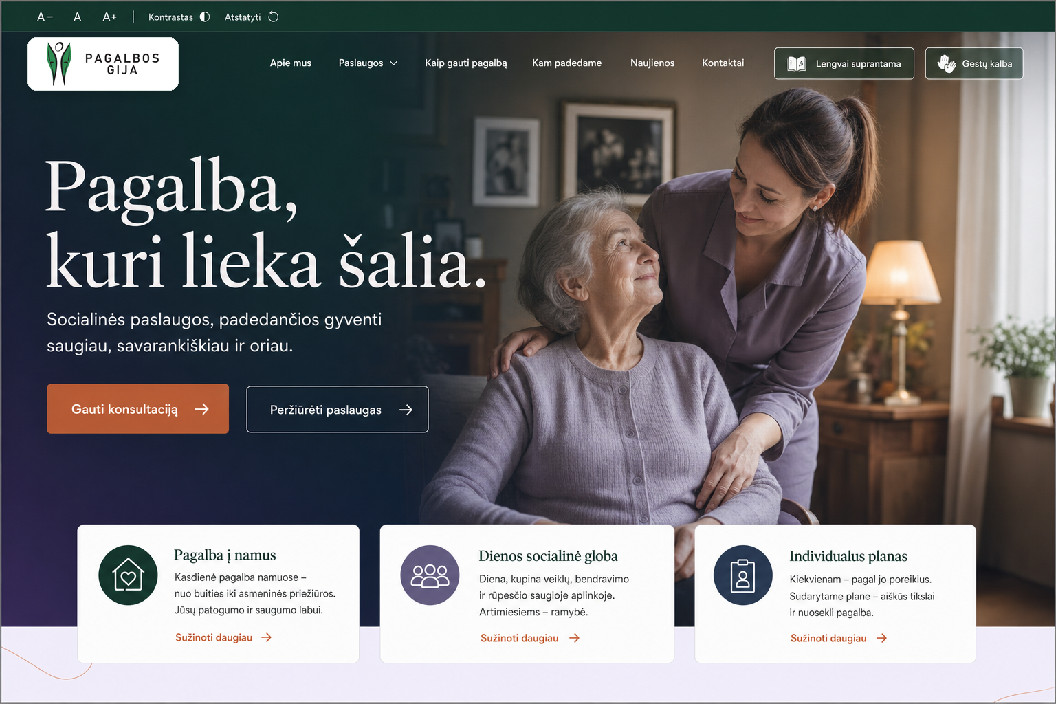 A varianto svetainės pradžios vaizdas