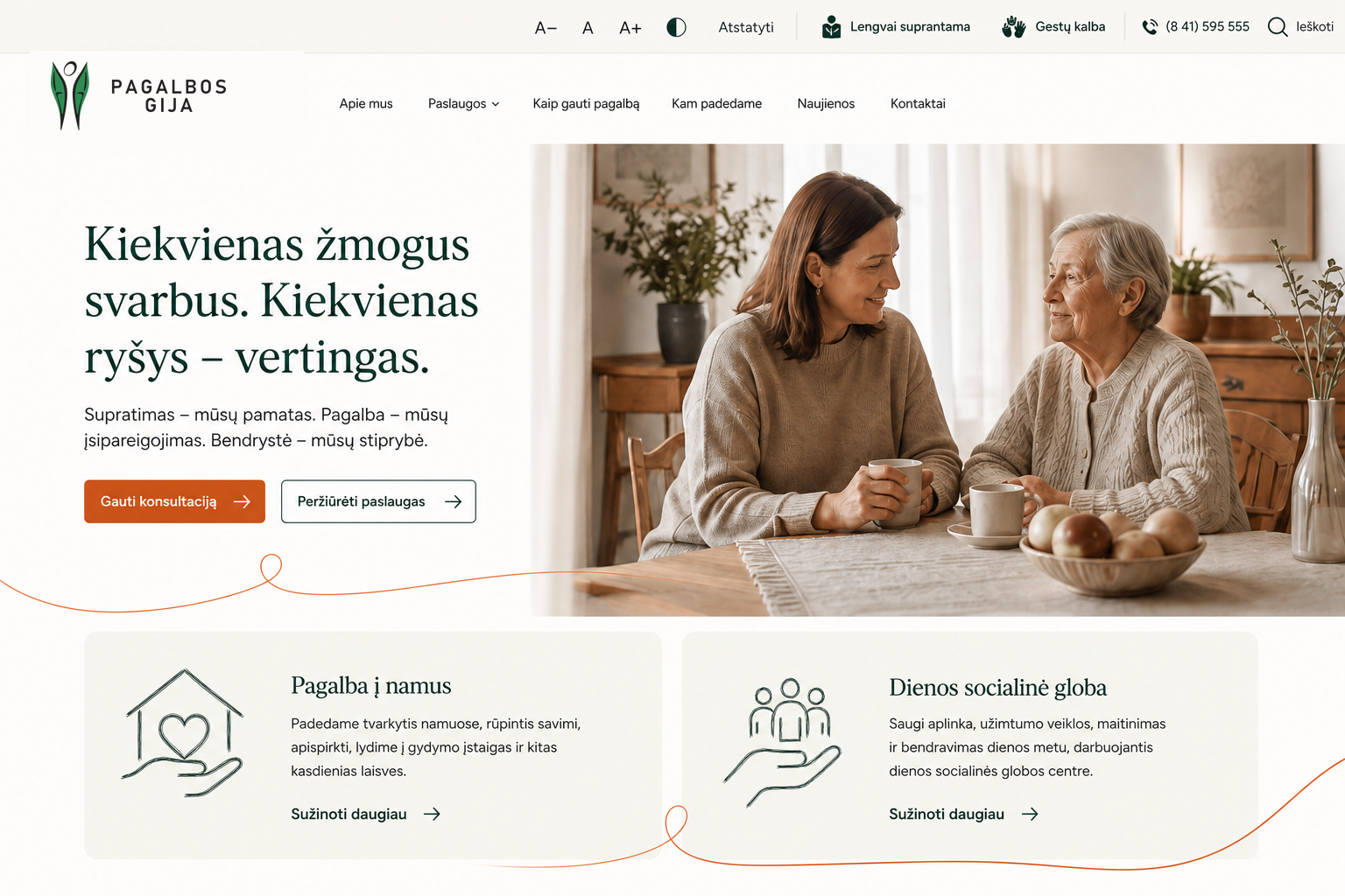B varianto svetainės pradžios vaizdas